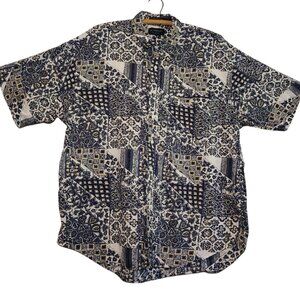 Vintage Mens Rugger by Gant Poplin Button-Down‎ Paisley Shirt XL 90s, 80s Preppy